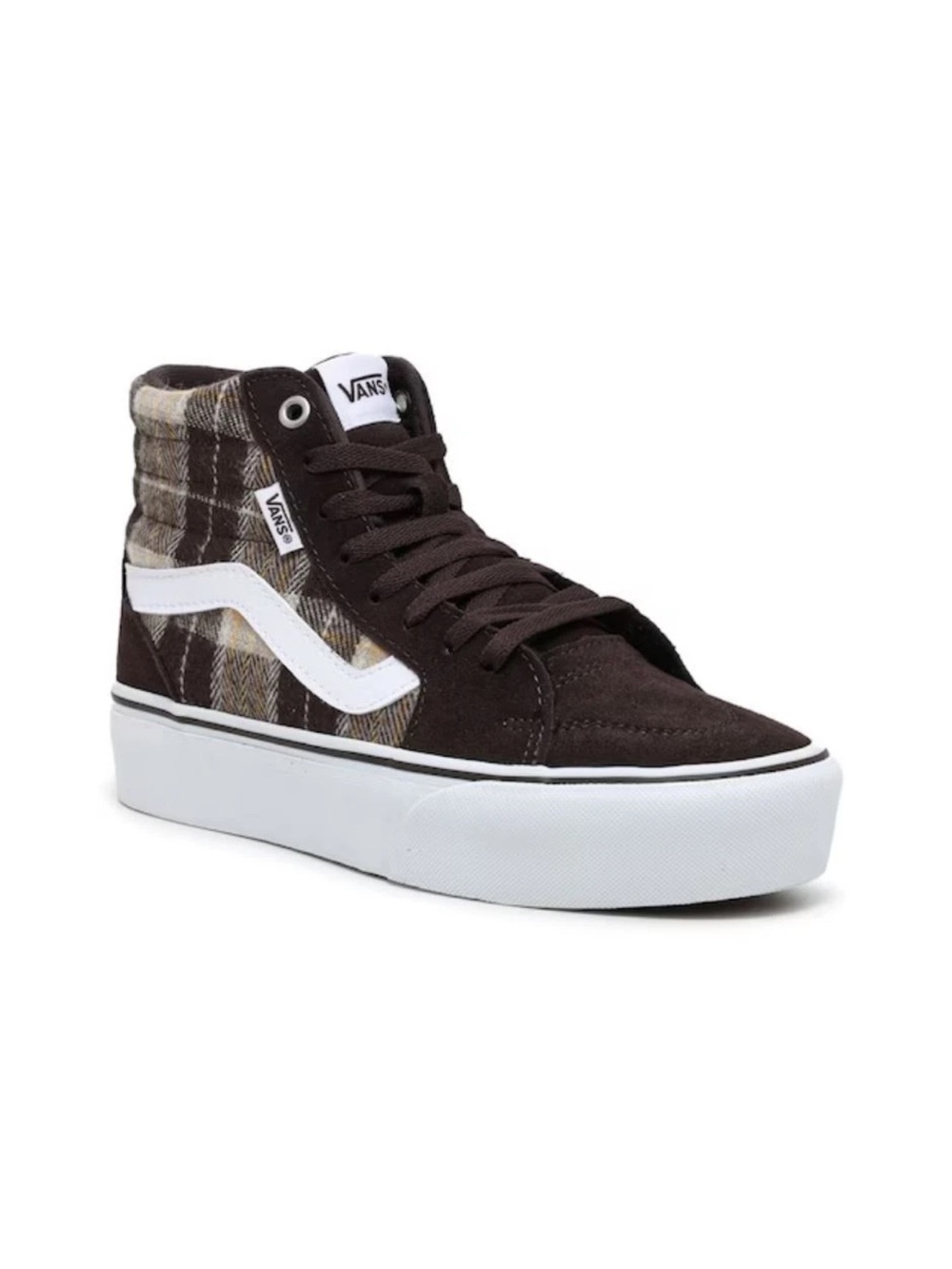Vans Filmore High Top Platform Brown Plaid Mix Sneaker Shoes